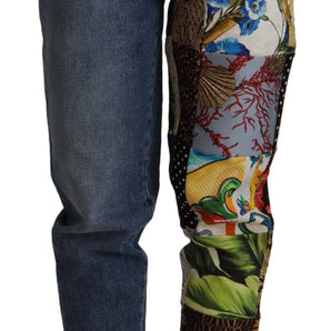 Dolce &amp; Gabbana Patchwork Jacquard Denim Relaxed Jeans