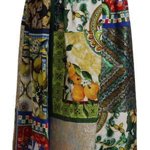 Dolce & Gabbana High Waist Maxi Skirt with Sicilian Patterns