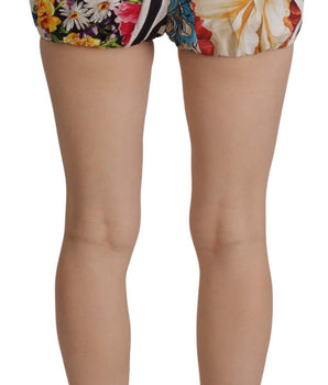 Dolce &amp; Gabbana Pantalones cortos de cintura alta con estampado floral de mayólica multicolor