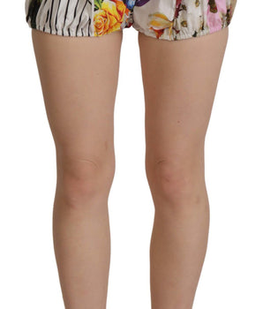 Dolce &amp; Gabbana Pantalones cortos de cintura alta con estampado floral de mayólica multicolor