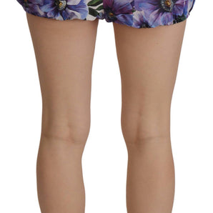 Elegantes pantalones cortos de diseño de cintura alta con estampado floral de Dolce &amp; Gabbana