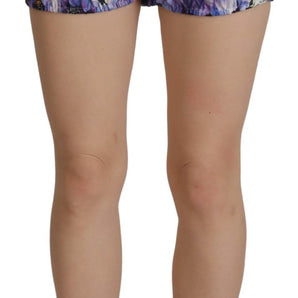 Elegantes pantalones cortos de diseño de cintura alta con estampado floral de Dolce &amp; Gabbana