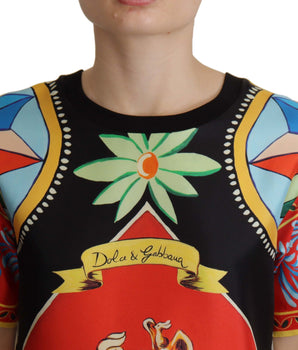 Dolce &amp; Gabbana Multicolor Soldier Carretto Silk Top T-Shirt