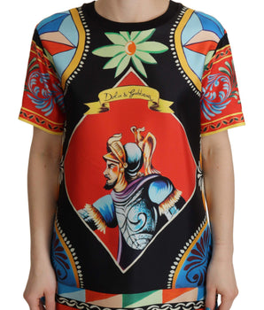 Dolce &amp; Gabbana Multicolor Soldier Carretto Silk Top T-Shirt