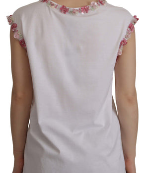Dolce &amp; Gabbana Chic Sequined Crown Tank Top T-Shirt