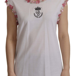 Dolce &amp; Gabbana Chic Sequined Crown Tank Top T-Shirt