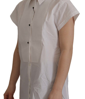 Dolce &amp; Gabbana White Sleeveless Tuxedo Formal Blouse Top