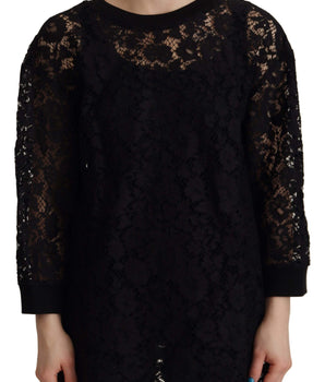 Dolce &amp; Gabbana Elegante blusa negra de manga larga