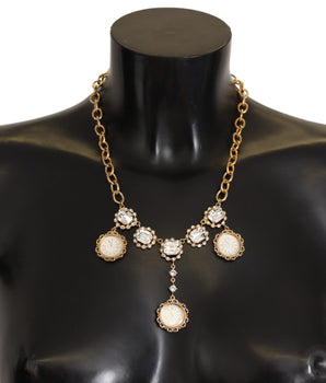 Dolce &amp; Gabbana Gold Clock Crystal Chain Necklace