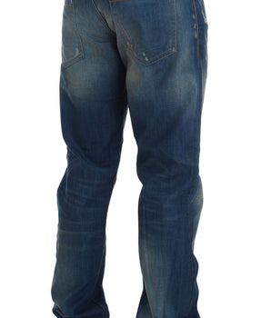 Acht Blue Wash Denim Cotton Stretch Baggy Fit Jeans