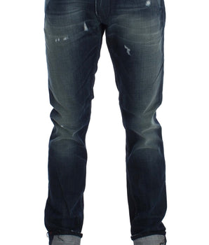 Acht Blue Wash Cotton Denim Slim Fit Jeans