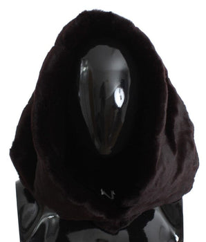 Dolce & Gabbana Purple Weasel Fur Crochet Hood Scarf Hat Dolce & Gabbana 