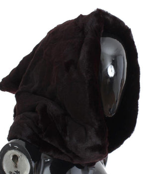 Dolce & Gabbana Purple Weasel Fur Crochet Hood Scarf Hat Dolce & Gabbana 