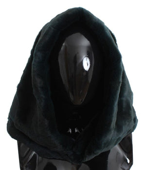 Dolce & Gabbana Green Weasel Fur Crochet Hood Scarf Hat Dolce & Gabbana 