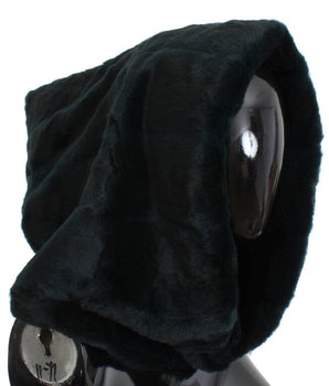 Dolce & Gabbana Green Weasel Fur Crochet Hood Scarf Hat Dolce & Gabbana 