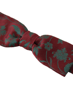 Dolce & Gabbana Maroon Pattern Adjustable Neck Papillon Bow Tie