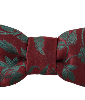 Dolce & Gabbana Maroon Pattern Adjustable Neck Papillon Bow Tie