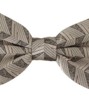 Dolce & Gabbana Gray 100% Silk Adjustable Neck Papillon Bow Tie