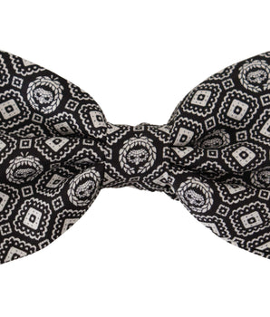 Dolce & Gabbana Black white 100% Silk Adjustable Neck Papillon Tie