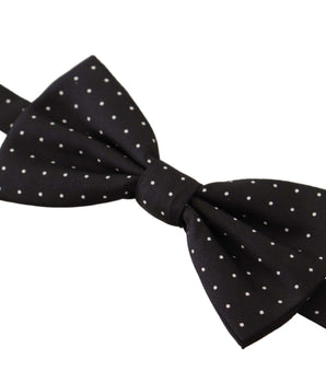 Dolce & Gabbana Black White Polka Dot 100% Silk Neck Papillon Tie