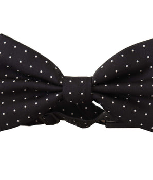 Dolce & Gabbana Black White Polka Dot 100% Silk Neck Papillon Tie