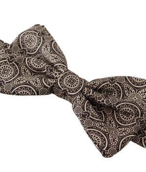 Dolce & Gabbana Black white 100% Silk Adjustable Neck Papillon Tie