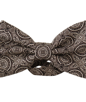 Dolce & Gabbana Black white 100% Silk Adjustable Neck Papillon Tie