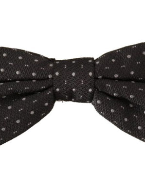Dolce & Gabbana Gray Polka Dot 100% Silk Neck Papillon Tie