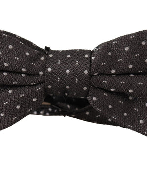Dolce & Gabbana Gray Polka Dot 100% Silk Neck Papillon Tie