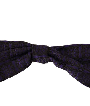 Dolce & Gabbana Blue Geometric Silk Adjustable Neck Papillon Tie