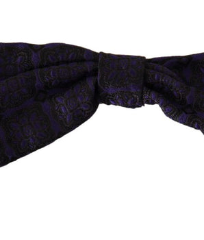 Dolce & Gabbana Blue Geometric Silk Adjustable Neck Papillon Tie