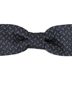 Dolce & Gabbana Blue Gray Polka Dot 100% Silk Neck Papillon Tie