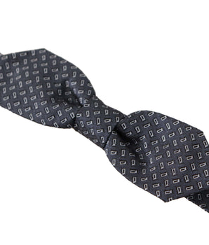 Dolce & Gabbana Blue Gray Polka Dot 100% Silk Neck Papillon Tie