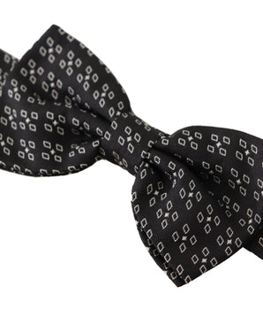 Dolce & Gabbana Black White Polka Dot 100% Silk Neck Papillon Tie