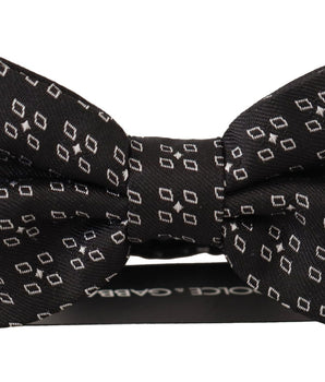 Dolce & Gabbana Black White Polka Dot 100% Silk Neck Papillon Tie