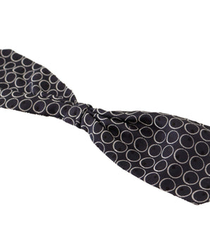 Dolce & Gabbana Black White Round 100% Silk Neck Papillon  Tie
