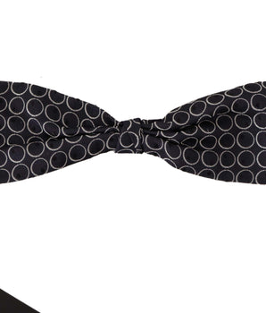 Dolce & Gabbana Black White Round 100% Silk Neck Papillon  Tie