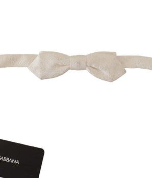 Dolce & Gabbana White 100% Silk Slim Adjustable Neck Papillon Tie