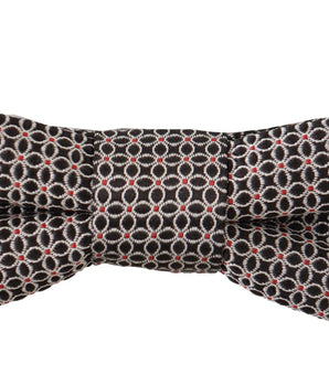 Dolce & Gabbana Black White Flower Pattern Silk Neck Papillon Tie