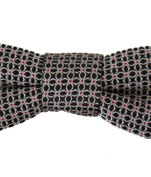 Dolce & Gabbana Black White Flower Pattern Silk Neck Papillon Tie