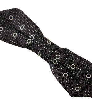 Dolce & Gabbana Black White Polka Dot 100% Silk Neck Papillon Tie