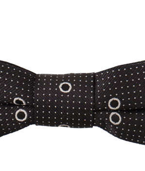 Dolce & Gabbana Black White Polka Dot 100% Silk Neck Papillon Tie