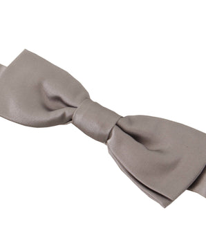 Dolce & Gabbana Silver 100% Silk Slim Adjustable Neck Papillon Tie