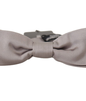 Dolce & Gabbana Silver 100% Silk Slim Adjustable Neck Papillon Tie