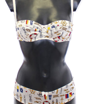 Dolce &amp; Gabbana Conjunto de lencería elegante con estampado marinero blanco