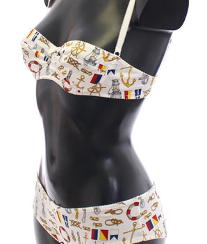 Dolce &amp; Gabbana Conjunto de lencería elegante con estampado marinero blanco