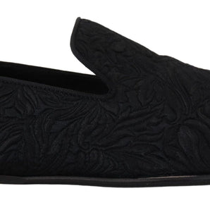 Dolce &amp; Gabbana Elegantes mocasines negros de jacquard sin cordones