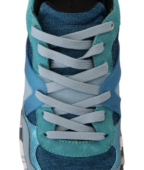Dolce & Gabbana Blue Gray Leather Sport Low Top Sneakers