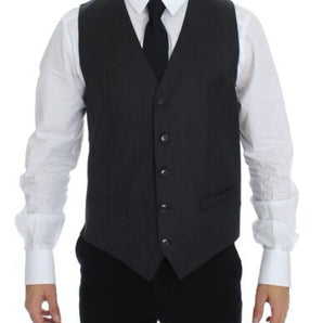 Dolce &amp; Gabbana Elegant Gray Wool Formal Vest