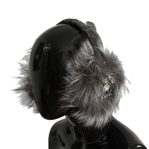 Dolce &amp; Gabbana Elegant Fur and Crystal Ear Muffs